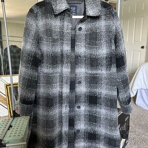 Gap Charcoal and Black Checkered Coat